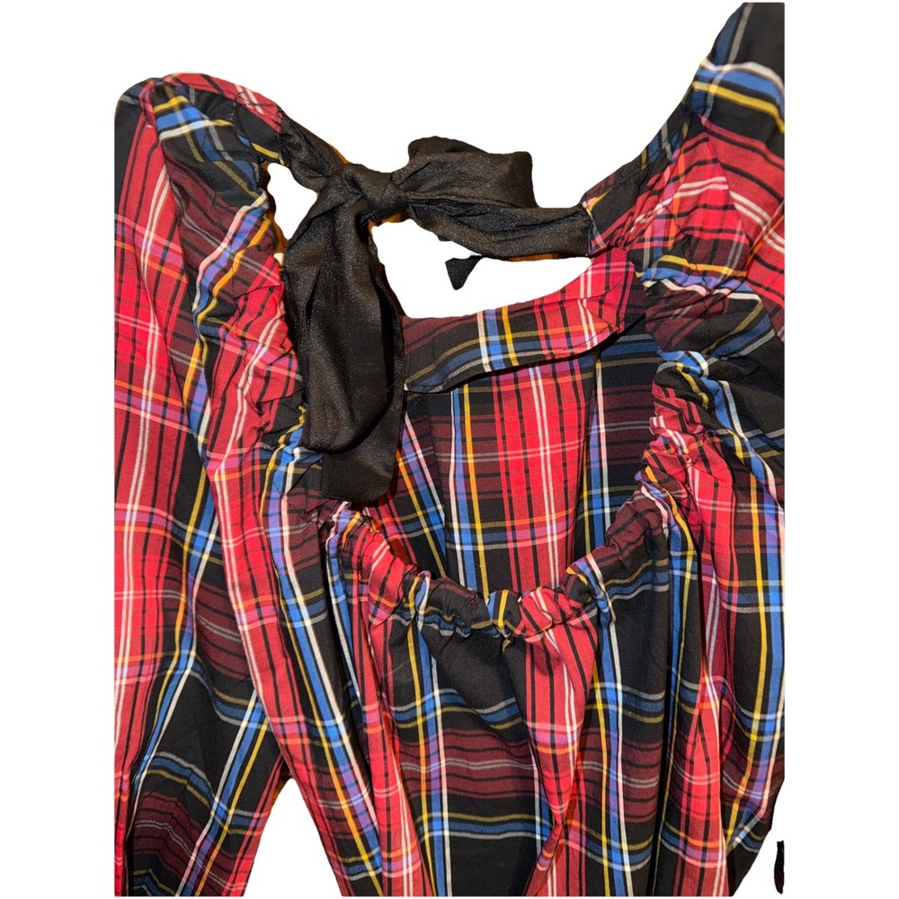 Draper James RSVP Tiered Red And Black Christmas Dress With Bow - Picture 7 of 8